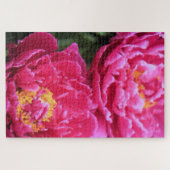 Twee Fuchsia pioen bloeit schilderij Legpuzzel (Horizontaal)