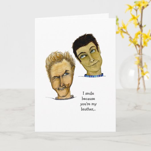 Twee Funny Brothers Kaart (Gele Bloem)