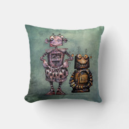 Twee Funny Kind Steampunk Robots! Kussen
