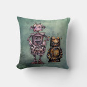 Twee Funny Kind Steampunk Robots! Kussen (Voorkant)