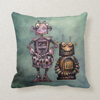 Twee Funny Kind Steampunk Robots! Kussen