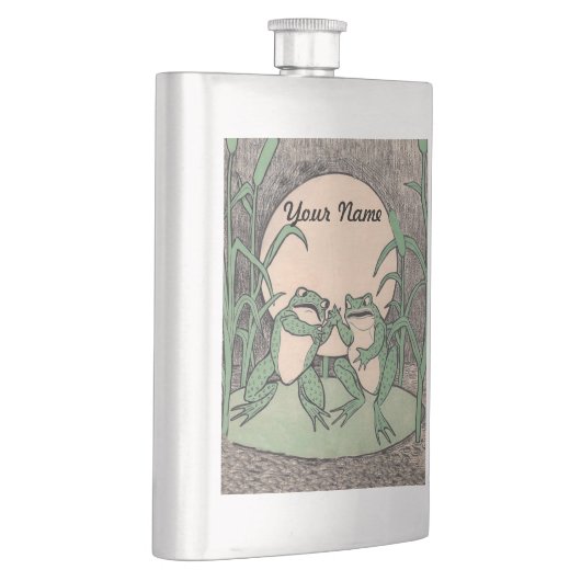 Twee Funny Love Green Frogs Moon Heupfles (Rechts)