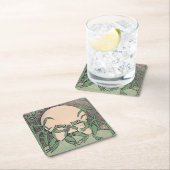 Twee  Funny Love Green Frogs Moon Kartonnen Onderzetters (Insitu)