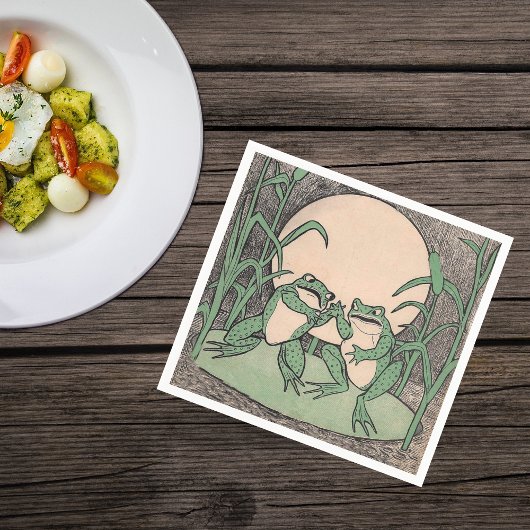 Twee  Funny Love Green Frogs Moon Servetten