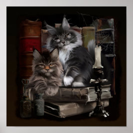 Twee furry Maine Coon kittens Poster