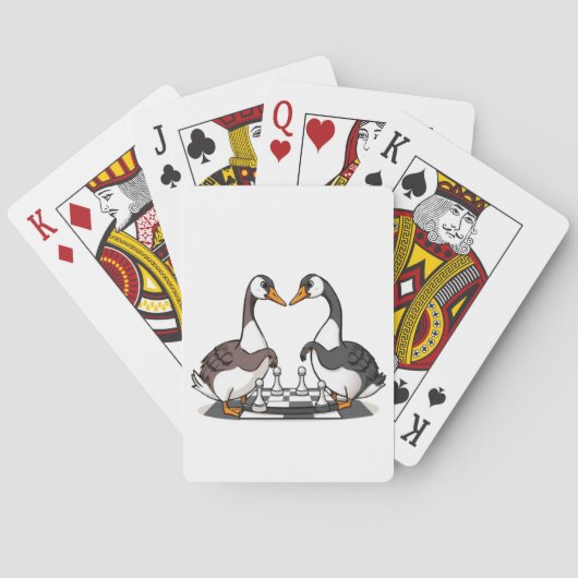 Twee ganzen die schaken pokerkaarten (Achterkant)