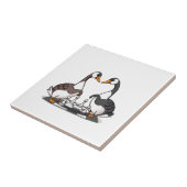 Twee ganzen die schaken tegeltje (Zijkant)