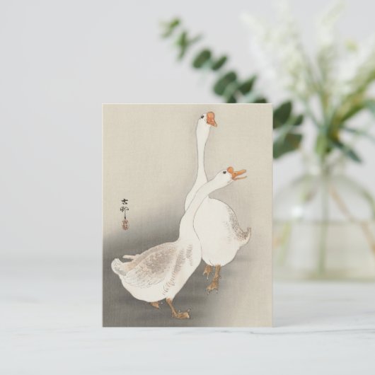 Twee ganzenschilders van Ohara Koson Briefkaart (Staand voorkant)