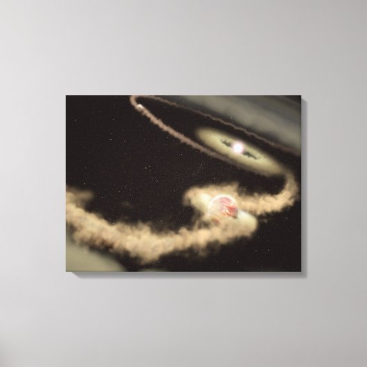 Twee gasreus-exoplaneten die om een jonge ster dra canvas afdruk (Voorkant)