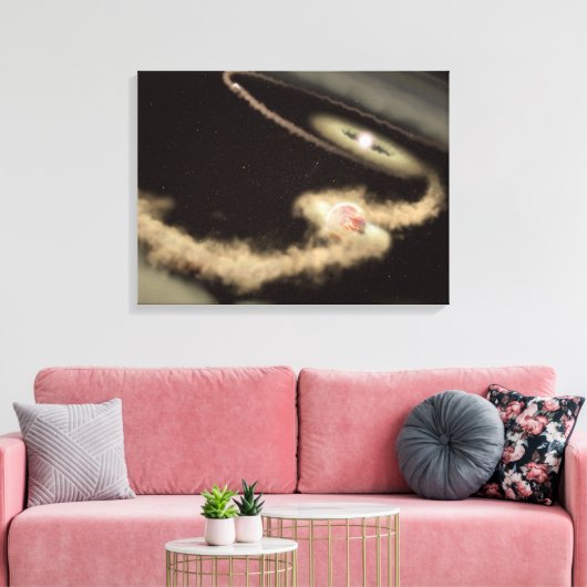Twee gasreus-exoplaneten die om een jonge ster dra canvas afdruk (Insitu (Woonkamer))