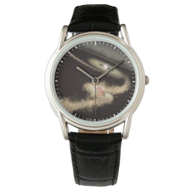 Twee gasreus-exoplaneten die om een jonge ster dra horloge (Voorkant)