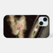 Twee gasreus-exoplaneten die om een jonge ster dra iPhone 15 case (Achterkant horizontaal)
