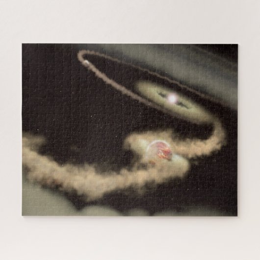 Twee gasreus-exoplaneten die om een jonge ster dra legpuzzel (Horizontaal)