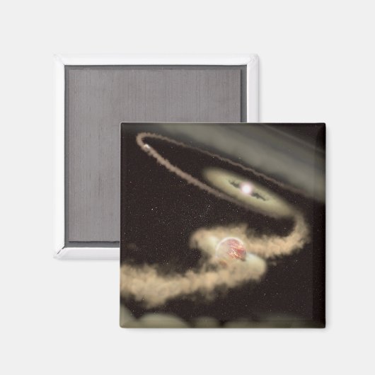 Twee gasreus-exoplaneten die om een jonge ster dra magneet (Voorkant / Achterkant)