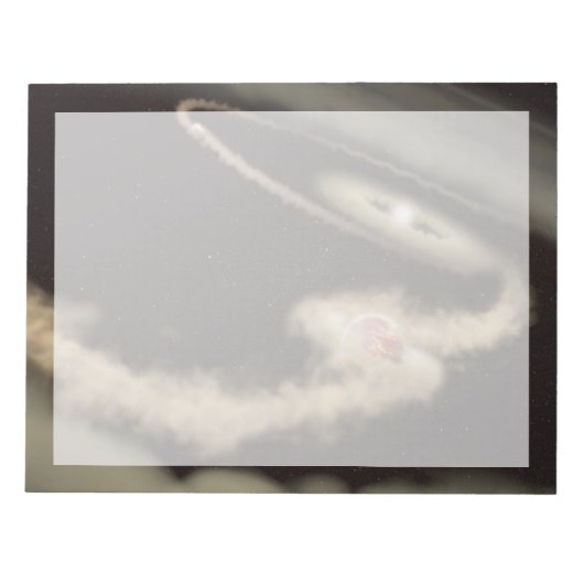 Twee gasreus-exoplaneten die om een jonge ster dra notitieblok (Voorkant)