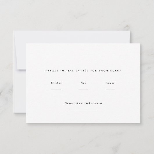 Twee gastentelling | Maaltijdkeuze RSVP-kaart RSVP Kaartje (Achterkant)