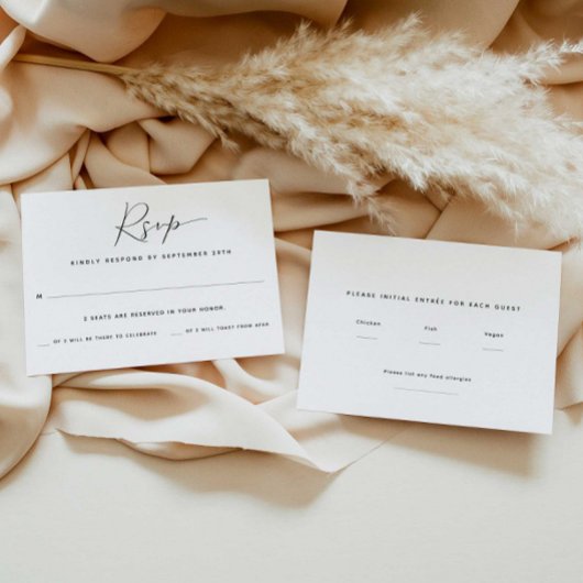 Twee gastentelling | Maaltijdkeuze RSVP-kaart RSVP Kaartje