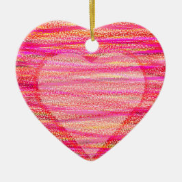 Twee gearceerde rode harten op een Valentijnsdag b Keramisch Ornament