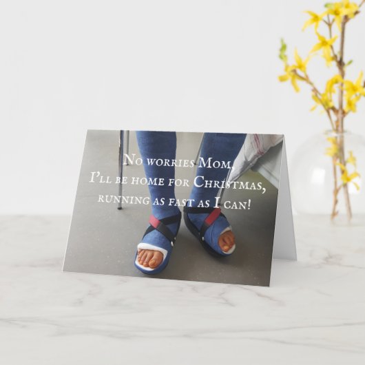 Twee gebroken benen gips foto aangepaste tekst kaart (Gele Bloem)