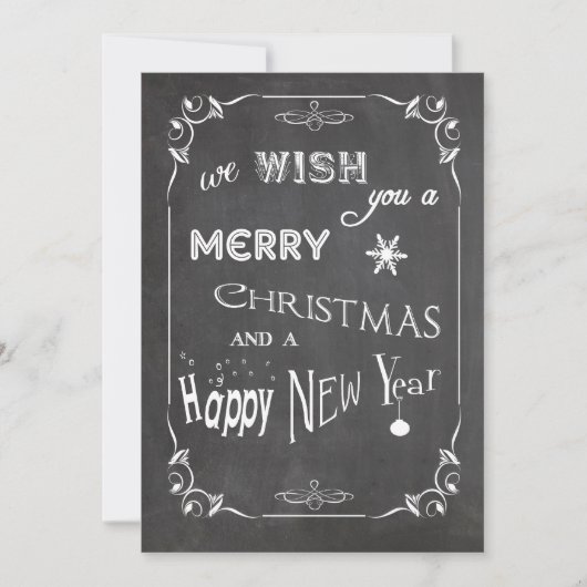 Twee gedeelde Chalkboard Typografie Flat Photo Car Feestdagenkaart (Voorkant)