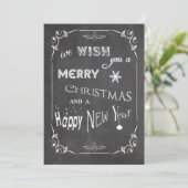 Twee gedeelde Chalkboard Typografie Flat Photo Car Feestdagenkaart (Staand voorkant)