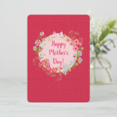 Twee gedeelde Happy Moederdag | Stippen Floral Wre Kaart (Staand voorkant)