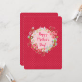 Twee gedeelde Happy Moederdag | Stippen Floral Wre Kaart (Voorkant / Achterkant in situ)