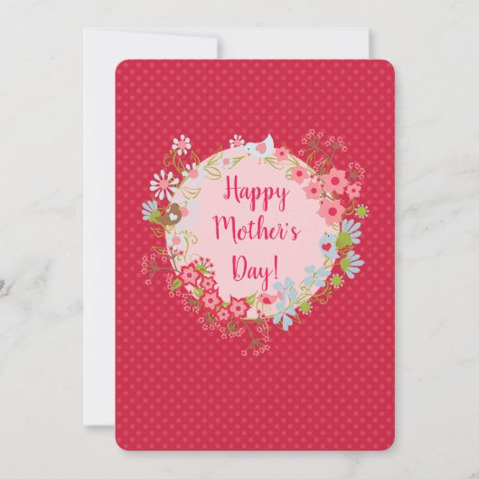 Twee gedeelde Happy Moederdag | Stippen Floral Wre Kaart (Voorkant)