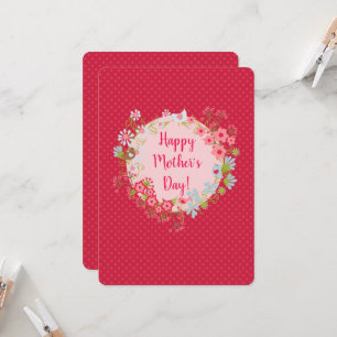 Twee gedeelde Happy Moederdag Stippen Floral Wre Kaart