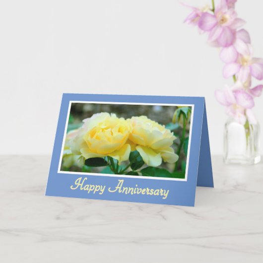 TWEE GEEL ROSES/HAPPY-JUBILEUM/GROTE KOEPEL KAART (Orchidee)