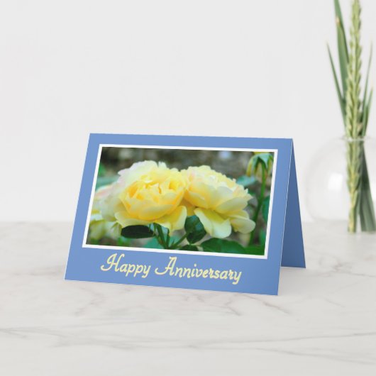 TWEE GEEL ROSES/HAPPY-JUBILEUM/GROTE KOEPEL KAART (Voorkant)