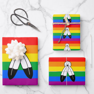 Twee-Geest LGBTQ+ Pride-vlag Inpakpapier Vel