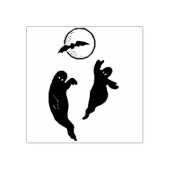 Twee geesten met een vleermuis en een maansilhouet rubberstempel (Afrduk)