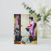 Twee Geisha Doing Hair Oude Japanners Briefkaart (Staand voorkant)