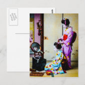 Twee Geisha Doing Hair Oude Japanners Briefkaart (Voorkant / Achterkant)