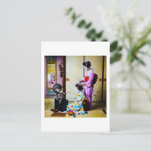 Twee Geisha Doing Hair  Oude Japanners Briefkaart (Staand voorkant)