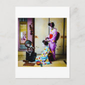 Twee Geisha Doing Hair  Oude Japanners Briefkaart (Voorkant)