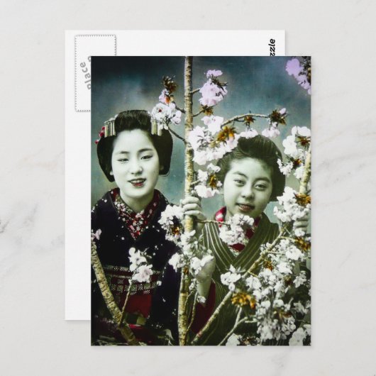 Twee Geisha  Japan in Blossom Japans Briefkaart (Voorkant / Achterkant)