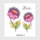 Twee geïsoleerde bloemen sticker (Vel)