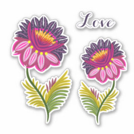 Twee geïsoleerde bloemen sticker