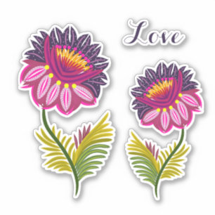 Twee geïsoleerde bloemen sticker