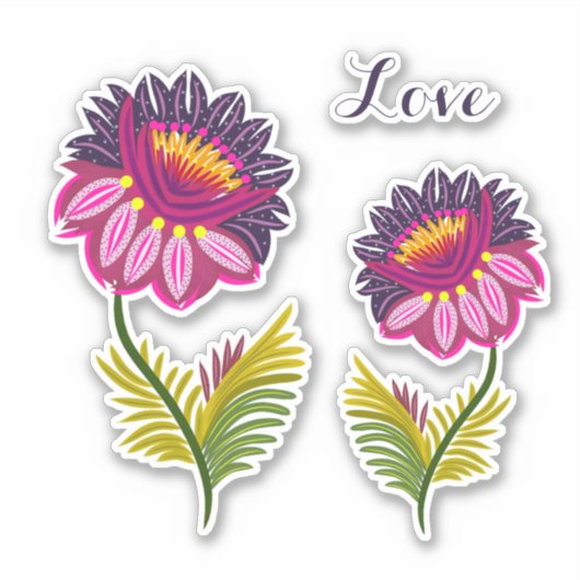 Twee geïsoleerde bloemen sticker (Voorkant)