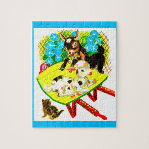 twee geiten één kitten legpuzzel
