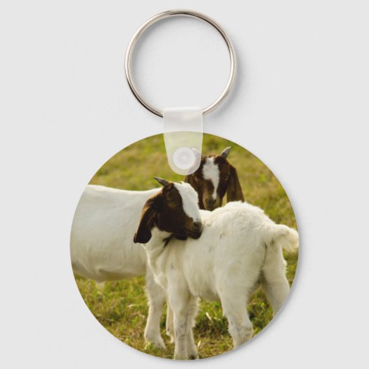Twee geiten in een grasveld sleutelhanger (Voorkant)