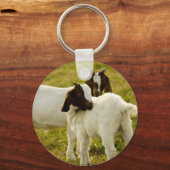 Twee geiten in een grasveld sleutelhanger (Voorkant)