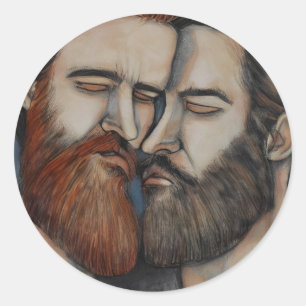 Twee gekaarde Mannen Ronde Sticker
