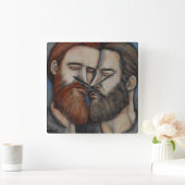 Twee gekaarde Mannen Vierkante Klok (Huis)