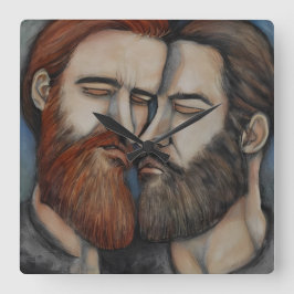 Twee gekaarde Mannen Vierkante Klok