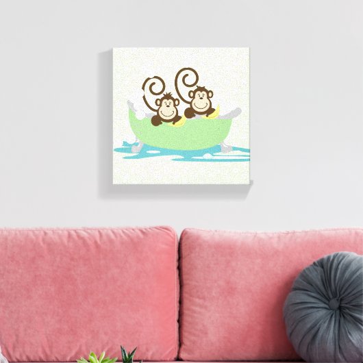 Twee Gekke apen in een Tub Canvas Art Print (Insitu (Woonkamer))
