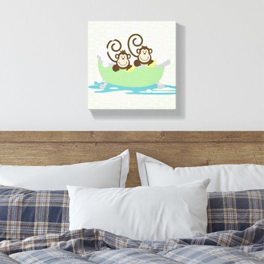 Twee Gekke apen in een Tub Canvas Art Print (Insitu (Slaapkamer))